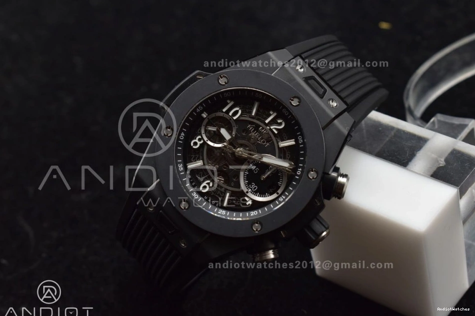 A Strap 1:1 Unico Hublot 893 Rubber on Bang Dial ZF Black BestValue Edition Best Black Full Skeleton Big 0712